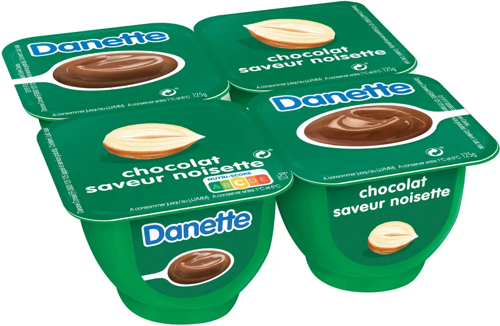Danette saveur chocolat noisette 125 g x 4