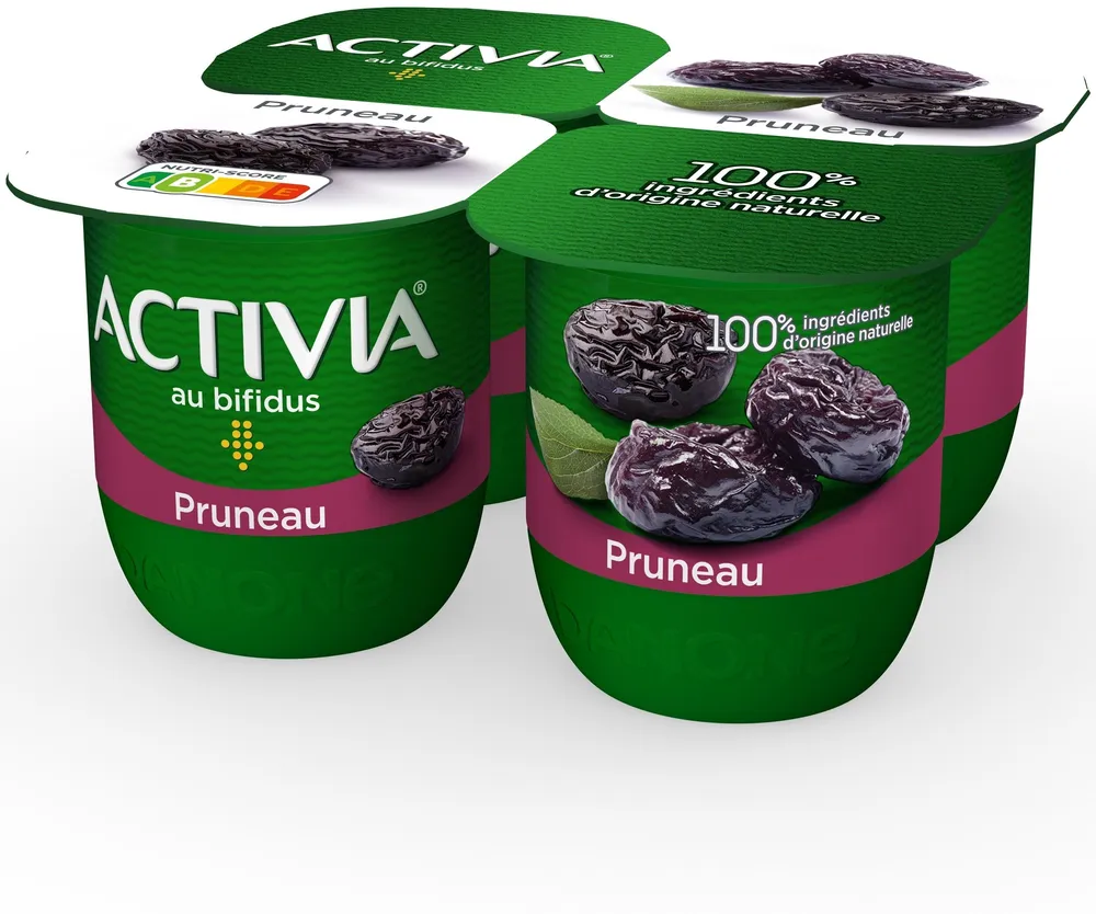 Activia fruits 125 g x 4 pruneau