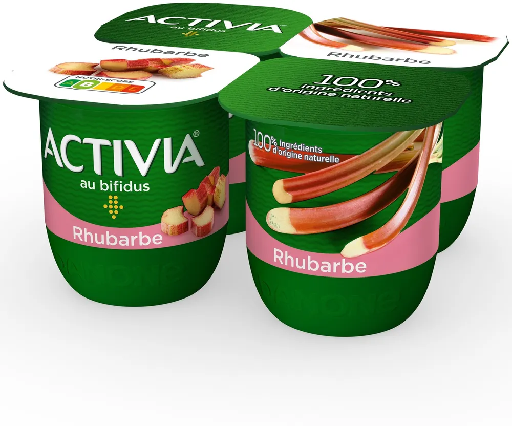 Activia fruits 125 g x 4 rhubarbe