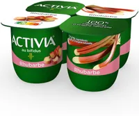 Activia fruits 125 g x 4 rhubarbe