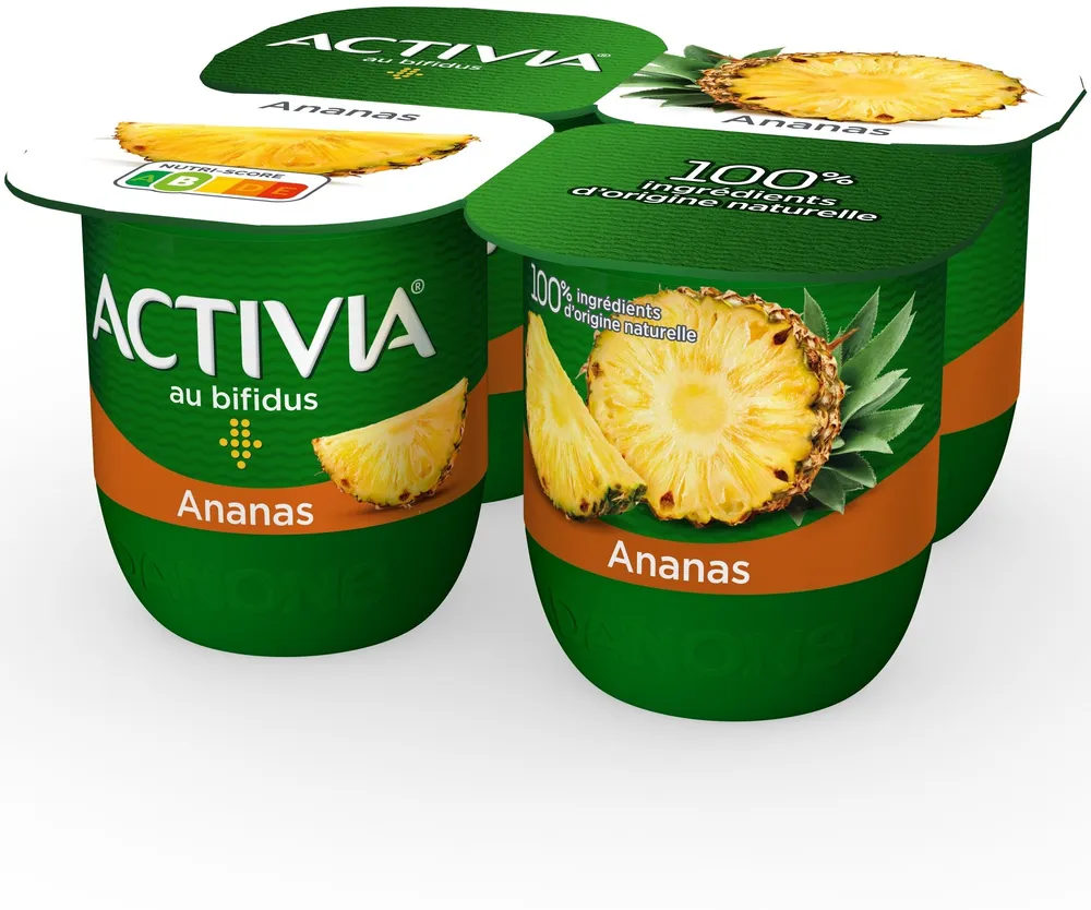 Activia fruits 125 g x 4 ananas