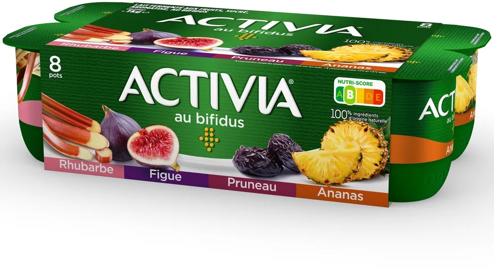 Activia fruits 125 g x 8 ananas - rhubarbe - figue - pruneau