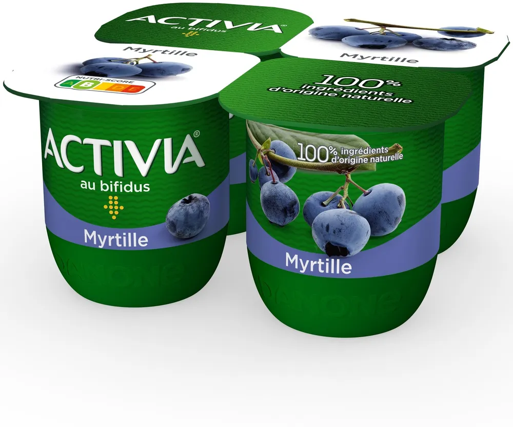Activia fruits 125 g x 4 myrtille