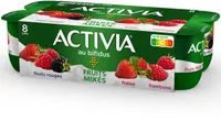 Activia fruits mixes 125 g x 8 fraise - framboise - fruitsrouges