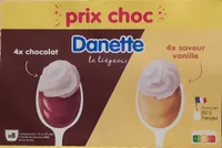 Danette Liégeois 4 chocolat x 100 g + 4 vanille x 100 g