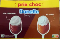 Danette Le Liégeois 100 g au  café x 4 et chocolat x 4