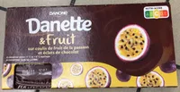 Danette & fruit sur coulis fruit de la passion et éclats de chocolat