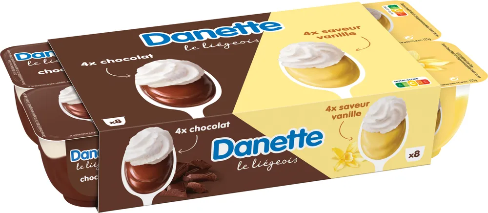 Danette le liegeois vanille chocolat 100 g x 8