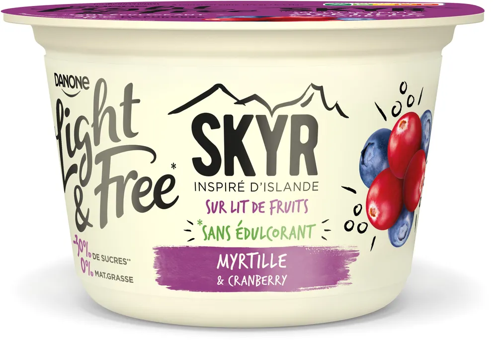 Light & free skyr sur lit myrtille cranberry 145 g x 1