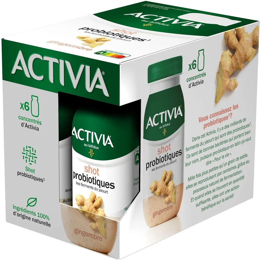 Activia shot gingembre 80 g x 6 2 uvc