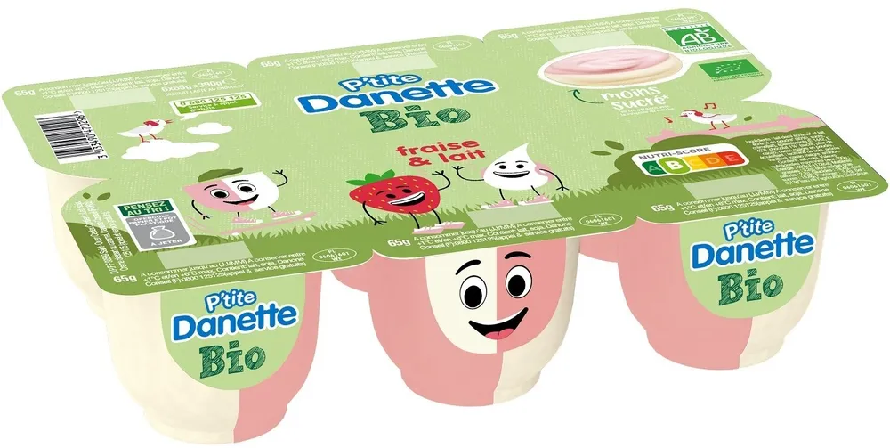 Ptite danette bio saveur fraise lait 65 g x 6