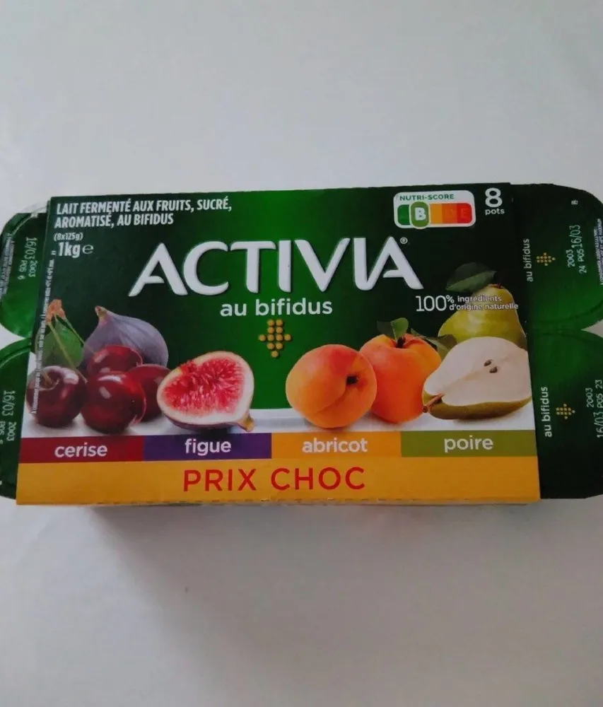 yaourts au bifidus cerise, figue, abricot, poire