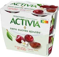 Activia sans sucre ajoute cerise datte jasmin 115 g x 4