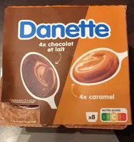 Danette 4 chocolat au lait et 4 caramel