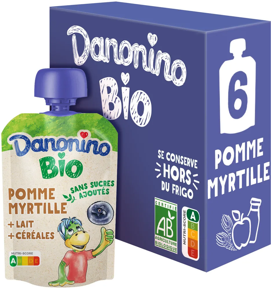 Danonino pouch bio ambiant myrtille 85 g x 6