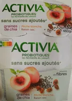 Activia - graines de chia, pêche blanche  et raisin sec