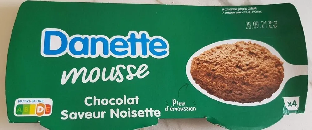 Danette mousse chocolat saveur noisette