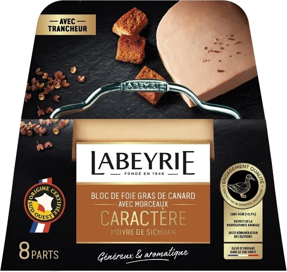 Bloc de foie gras de canard avec morceaux caractère