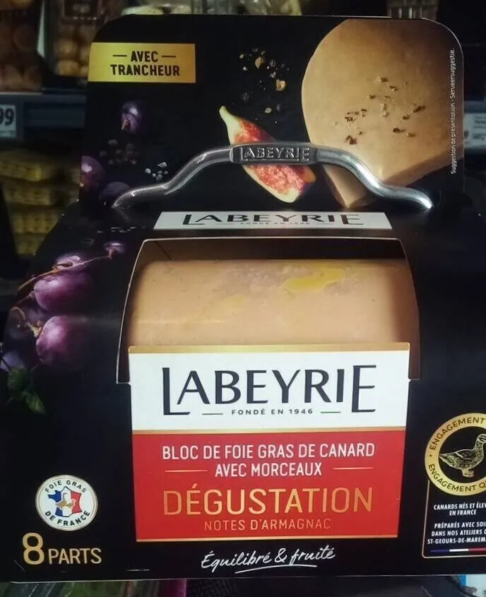 Bloc de foie gras de canard avec morceaux Dégustation notes d'Armagnac