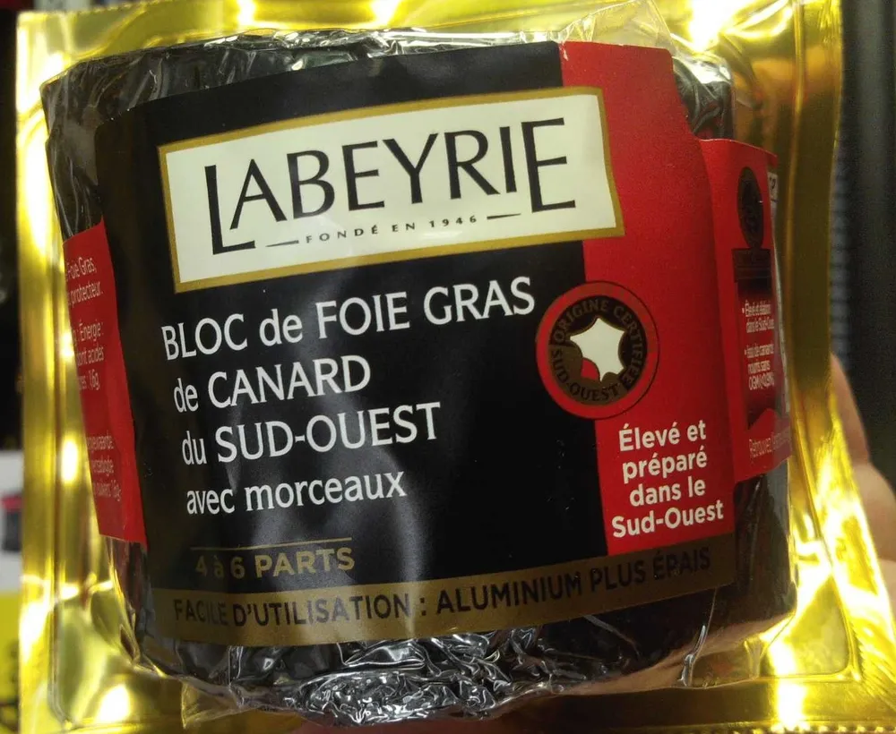Bloc de foie gras de canard du Sud-Ouest avec morceaux