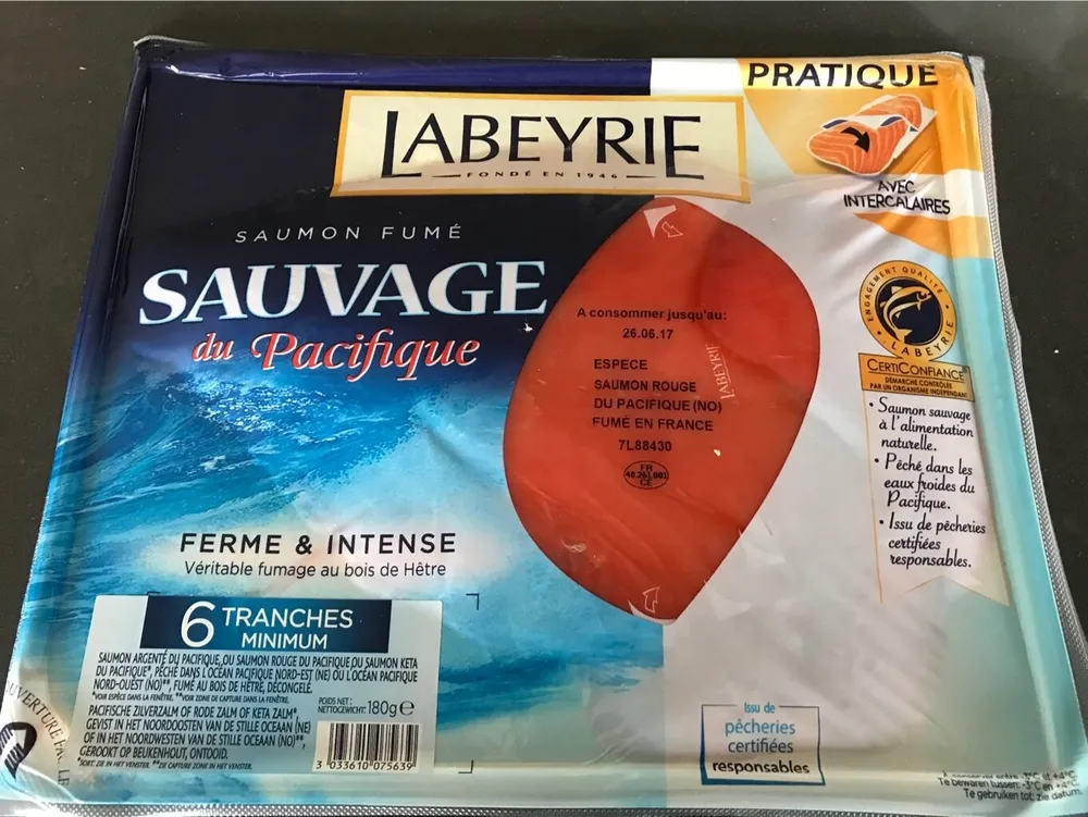 SAUMON SAUVAGE DU PACIFIQUE FUME AU BOIS DE HÊTRE