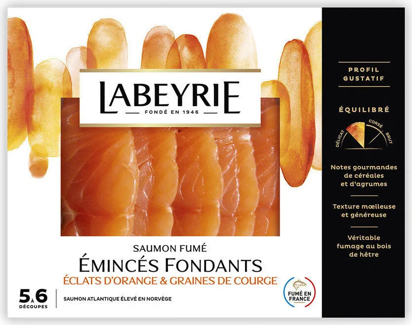 Émincés fondants Saumon Fumé Norvège huile orange