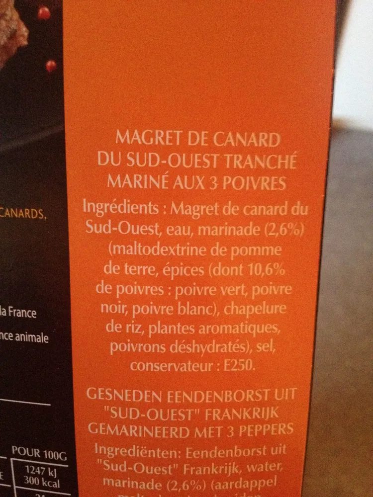 Magret de Canard Tranché du Sud-Ouest Mariné aux Trois Poivres
