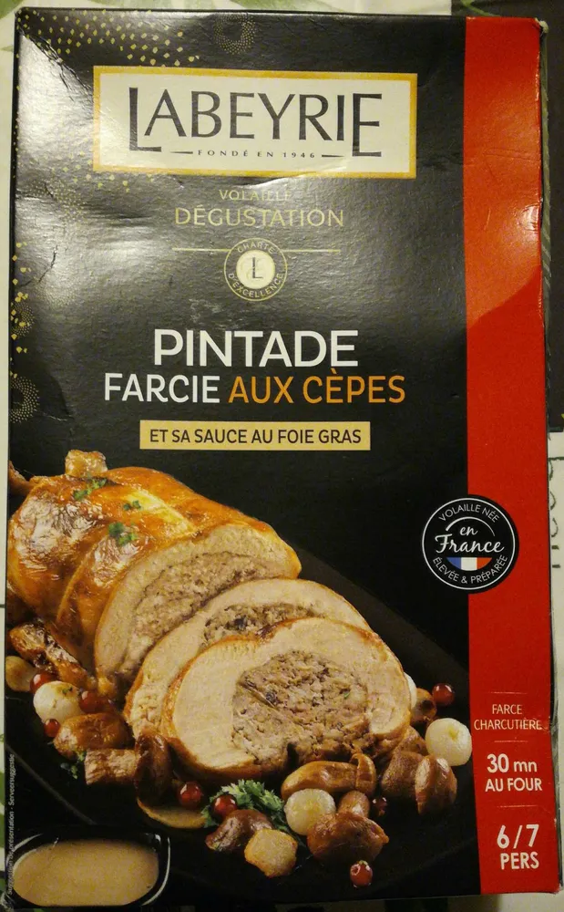 Pintade farcie aux cèpes et sa sauce au foie gras