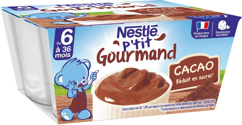 NESTLE P'TIT GOURMAND Cacao - 4 x 100g - Dès 6 mois
