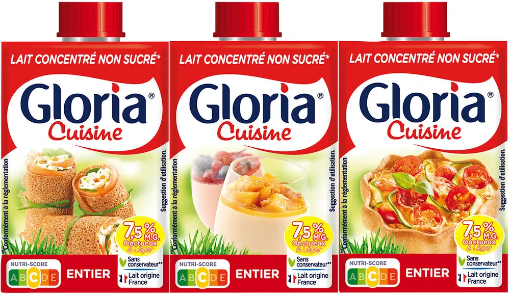 GLORIA Lait concentré non sucré entier briquettes 3x20cl