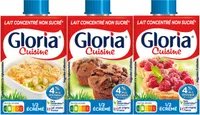 GLORIA Lait concentré non sucré 1/2 écrémé briquettes 3x20cl