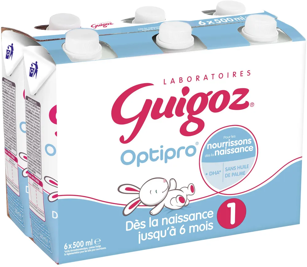 GUIGOZ 1 Optipro Classique Lait Infantile 1er âge dès la Naissance 6x500ml