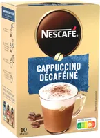 NESCAFÉ Cappuccino Décaféiné, Café soluble, Boîte de 10 sticks (12,5g chacun)