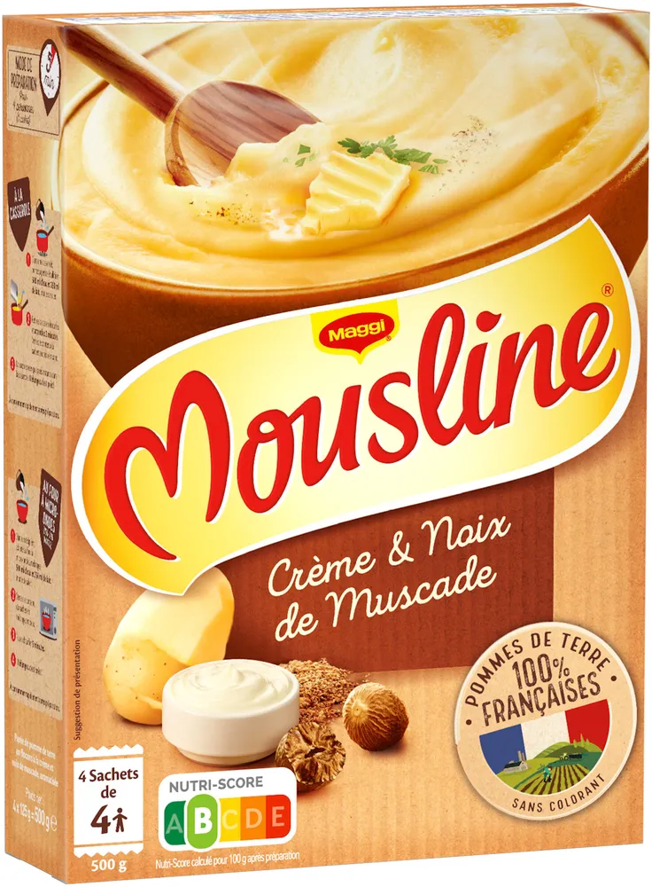 MOUSLINE Purée Crème Muscade 500g (4x125g)