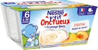 NESTLÉ P'TIT ONCTUEUX au Fromage Blanc Pêche - 4 x 100g - Dès 6 mois