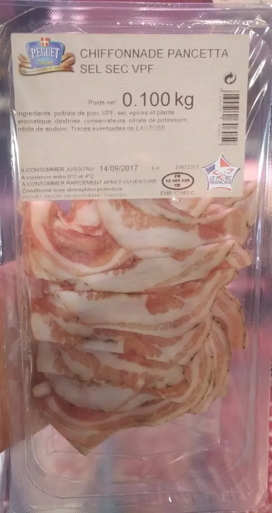 Chiffonade Pancetta Sel Sec