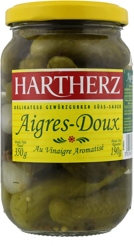 HARTHERZ Cornichons Aigres-Doux Bocal 190g