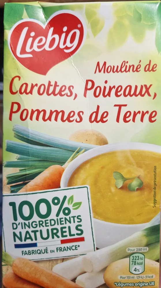 Mouliné de carottes, poireaux, pommes de terre