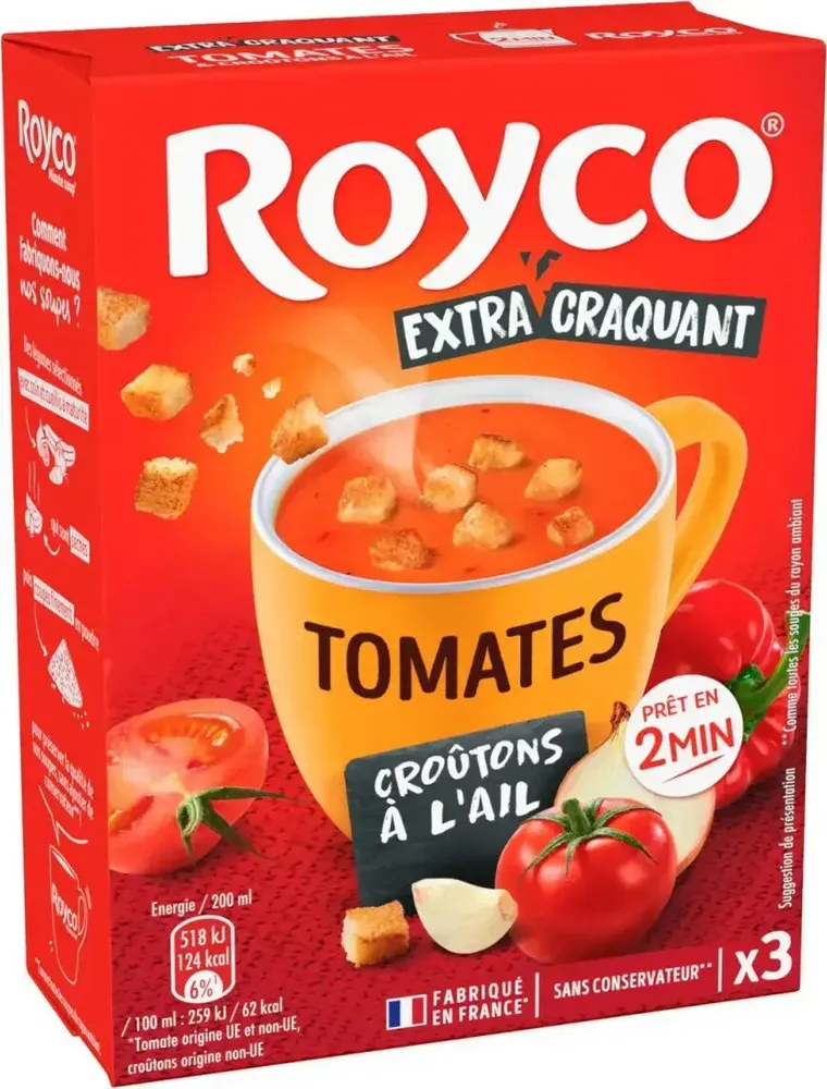 Tomate et Croûtons à l'ail