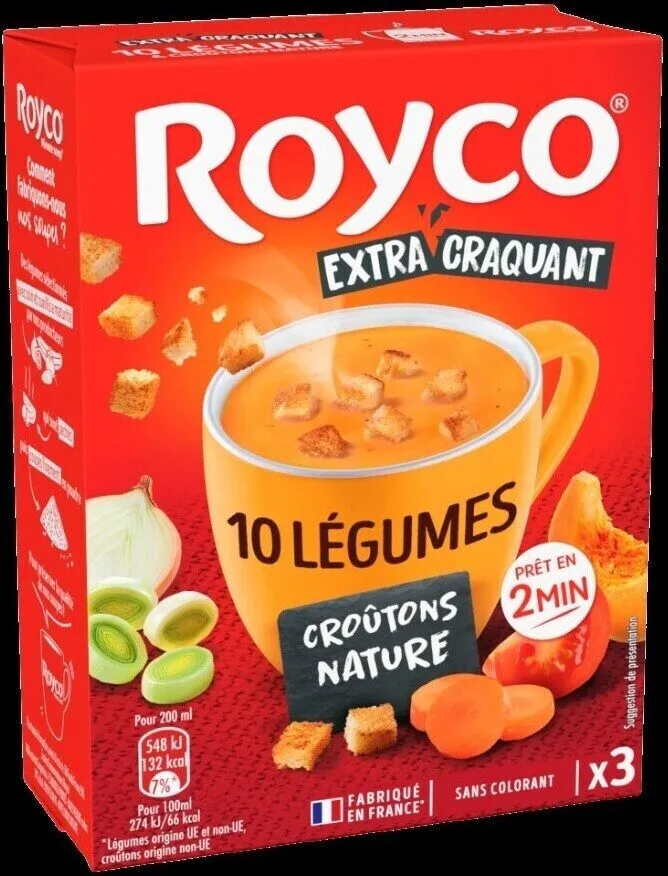 Soupe 10 légumes croûtons nature
