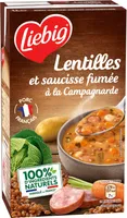 Potage lentilles et saucisse fumée à la campagnarde