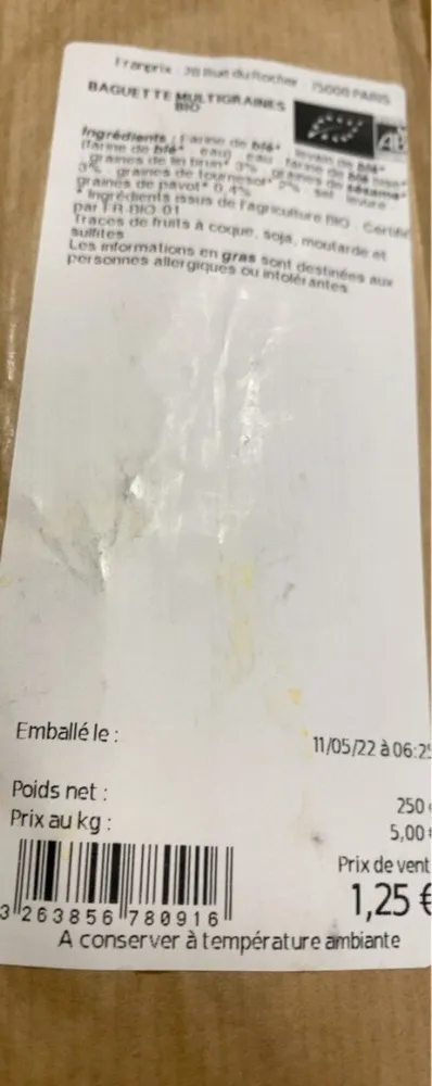 Baguette mutigraines bio