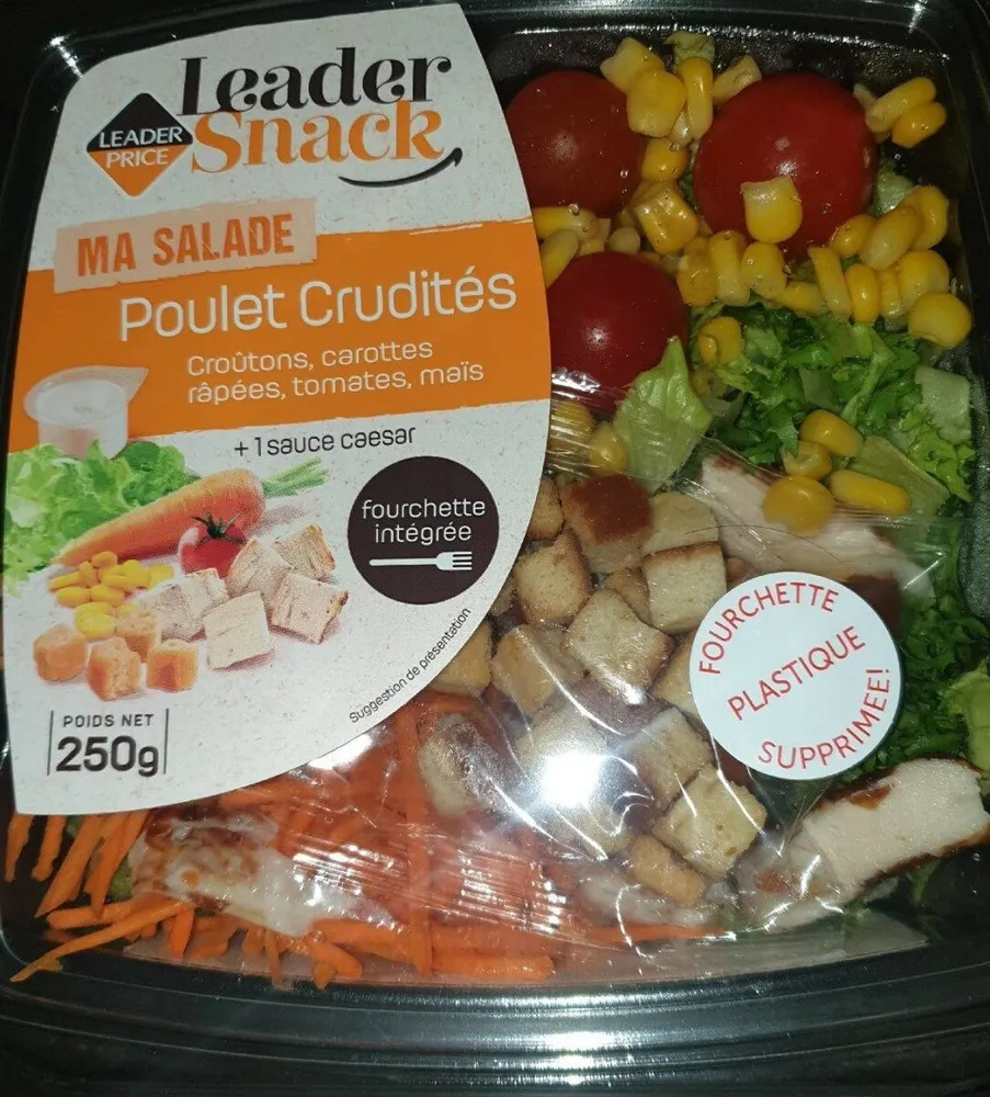 leader snack, ma salade poulet crudités