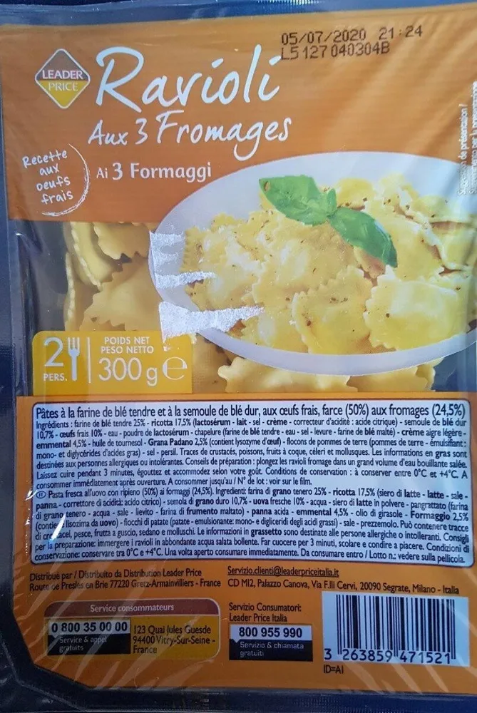 Ravioli aux 3 fromages