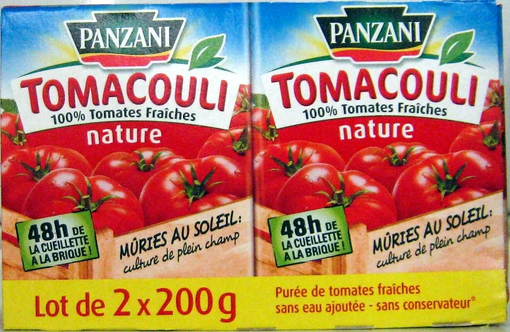 Tomacouli 100% Tomates Fraîches nature (Lot de 2 x 200 g)