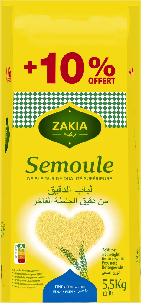Zakia semoule fine 5kg+10%offerts