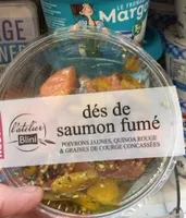 Dés de saumon fumé, poivrons, quinoa