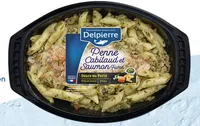 Penne cabillaud et saumon fumé sauce au  pesto
