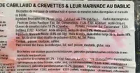Brochettes cabillaud et queues crevettes marinade basilic