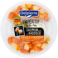 Saumon salé & Haddock, sauce et croustillant